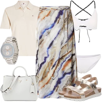 outfit mit Svetlo modra/Modra/Siva/Srebrna Verižna ura/Zapestna ura Lacoste "Poletni outfit"