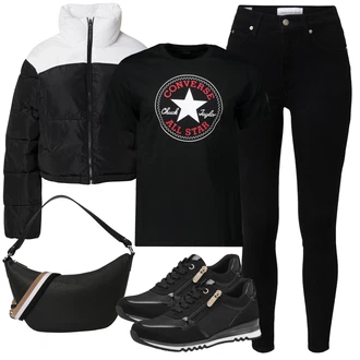 Prešite outfit mit Črna Usnjena Jakna/Motoristične Kavbojke/Zimska jakna/Kavbojke Visokega Pasu/Push up Kavbojke/Termodžinsi/Usnjene Čevlje Calvin Klein Jeans "Poletni outfit"