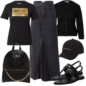 outfit mit Črna/Siva/Temno modra/Svetlo siva/Temno siva Krilo/Kratke hlače velike velikosti/Obleka velike velikosti/Hlača velika velikost "Poletni outfit"