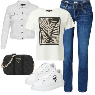 outfit mit Bela/Krem Teddy Superga/Usnjene superge/Superge Nizka/Plato-Sneaker/Ozka Superga karl lagerfeld "Poletni outfit"