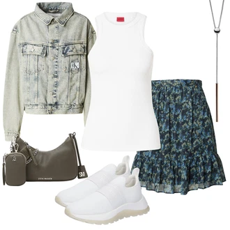 outfit mit Bela/Rumena/Škrlatna Ogrlica/Orodje za uro/Obesek za ključe/Broš Zaponka/Fine verižica Skagen "Poletni outfit"