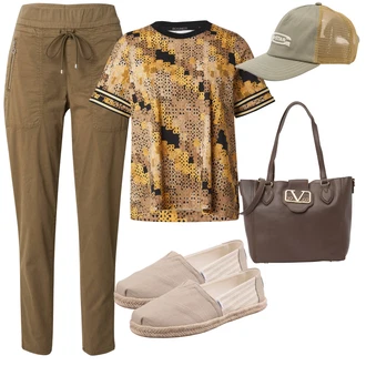 outfit mit Bež/Rjava/Khaki Women's Cloth shoes/Espadrila/Mula espadrila TOMS "Poletni outfit"