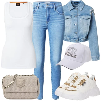 outfit mit Bela/Bež/Rjava/Krem/Srebrna/Zlati Superga Superge z Bleščicami/Teddy Superga/Debele Superge/Plato-Sneaker Versace Jeans Couture "Poletni outfit"