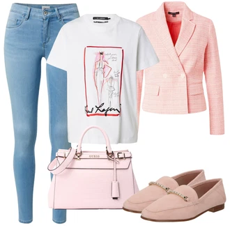 Poletne Outfiti Prazničen mit Roza Loafer Čevelj/Trotteur Aldo "Poletni Outfit"Look: 20-ta leta, Burleska, Eleganten, Plemenita, Kul, Prazničen, Stari denar, Pametno priložnostno