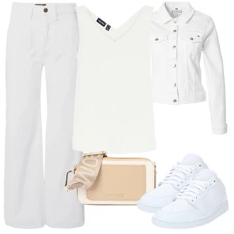Bootcut outfit mit Bela/Krem Široke Kavbojke/Šiškata Kavbojka/Culotte Kavbojke/Kavbojke z Razporkom/Široke Kavbojke Polo Ralph Lauren "Poletni outfit"