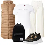 Khaki Široke Kavbojke outfiti za dame image