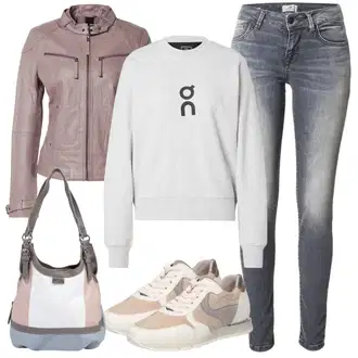 Ulična moda outfit mit Siva/Svetlo siva Ženski Pulover/Športni Pulover/Usnjena jakna/Fleece Pulover ON "Poletni outfit"Look: Nor, Ulična moda, Športno, Egirl, Unisex