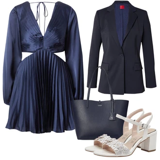 Saten outfit mit Modra/Temno modra Krilo za matično pisarno/Krilo za zavezovanje/Kratka plisirana Krila/Krščansko Krilo/Razširjeno Krilo Abercrombie & Fitch "Poletni outfit"
