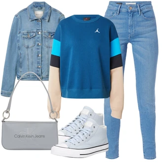 outfit mit Svetlo modra/Modra Platnena Superga/Usnjene superge/Superge Nizka/Skate Obutev/Ozka Superga/Superge Z Bočno Zadrgo/Zimske superge Converse "Poletni outfit"