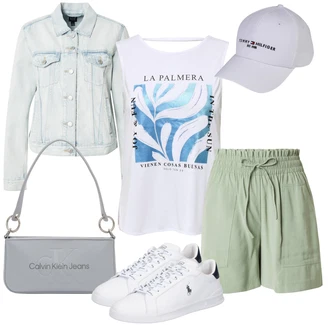 outfit mit Svetlo zelena/Svetlo modra/Siva/Khaki Torba za čez ramo/Baguette torba/Vrečka za prenašanje/Torba za čez ramo/Billfold/Mini torbica Calvin Klein Jeans "Poletni outfit"