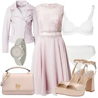 Z biseri outfit mit Roza/Rjava/Bež Torba za čez ramo/Vrečka za prenašanje/Billfold/Mini torbica/Satchel torba MICHAEL Michael Kors "Poletni outfit"