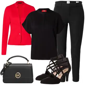outfit mit Črna/Vinsko rdeča/Bela/Rjava/Rdeča Udobna črpalka/Čevelj S Trakom Tamaris "Poletni outfit"