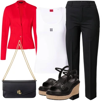 outfit mit Rjava/Črna/Rdeča Espadrila sandala/Plata Espadrila/Sandala s platformo/Čevelj na wedge/Sandala s klinastim petom/Espadrila s klinastim petom/Poletni Čevelj Calvin Klein "Poletni outfit"