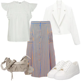 outfit mit Modra/Rumena/Mešane barve Kratke hlače velike velikosti/Krilo/Obleka velike velikosti "Poletni outfit"