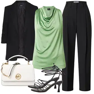 Italijanska outfit mit Turkizna/Svetlo zelena/Zelena Majica & Top/Usnjena jakna za moške/Bluza brez rokavov Boss "Poletni outfit"Look: Nor, Stil, Disko, Irski, Italijanska, Mom, Stari denar, Overdressed, Brez šivov