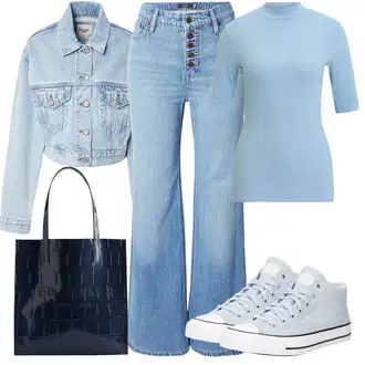 90. leta, Stil outfit mit Svetlo modra/Modra Kavbojke Visokega Pasu/Kavbojke z Razporkom/Moška majica/Šiškata Kavbojka/Culotte Kavbojke/Vintage kavbojke/Široke Kavbojke Polo Ralph Lauren "Poletni outfit"Look: Stil, 90. leta, Hippie, Western, Stari denar, 70. leta