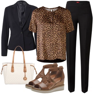 Eleganten outfit mit Rjava/Črna Hlača velika velikost Hugo "Poletni outfit"Look: Eleganten, Plemenita