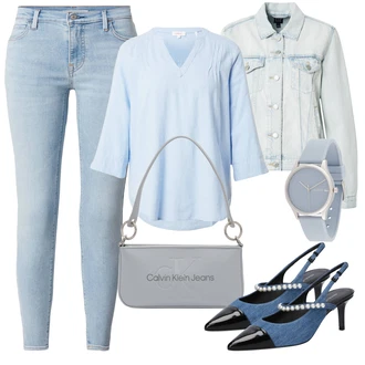 outfit mit Siva/Modra/Svetlo modra Pametna ura/Orodje za uro/Zapestna ura Lacoste "Poletni outfit"