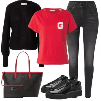 outfit mit Črna Usnjene superge/Superge Nizka/Plato-Sneaker/Ozka superga/Superge Z Bočno Zadrgo Tamaris "Poletni outfit"