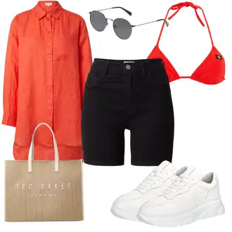 outfit mit Črna Denim kratke hlače/Bermuda/Chino kratke hlače/Kratke hlače z visokim pasom/Kratke hlače Musselin/Kratka Hlača Only "Poletni outfit"