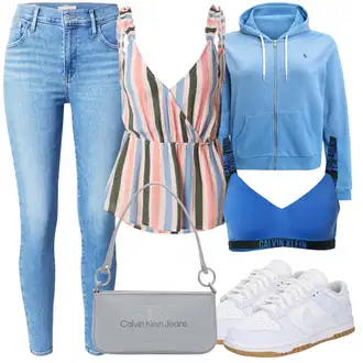 outfit mit Modra Ženski športni korzetni modrček/Podloženi modrček/Visoka podpora Calvin Klein underwear "Poletni outfit"