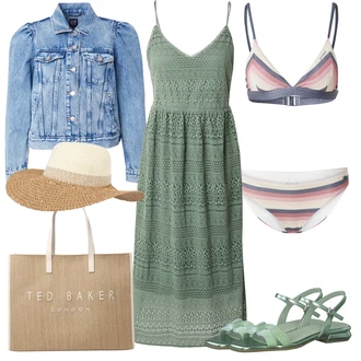 outfit mit Roza/Bež Bikini z balconette nedrčkom/Izrezani bikini/Spodnje perilo & Kopalka/Podloženi bikini/Push-up bikini/Trikotni bikini/Bikini s spodnjico/Vintage Bikiniji/Zaviti bikini Protest "Poletni outfit"