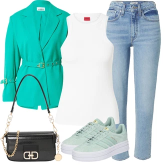 Dolga outfit mit Zelena/Svetlo zelena Superga Usnjene superge/Superge Nizka/Skate Obutev/Ozka Superga/Poletne superge Adidas Originals "Poletni outfit"
