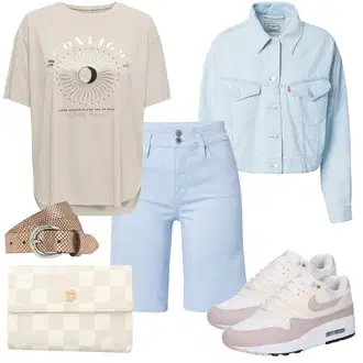 Til outfit mit Svetlo modra Denim Jakna/Rebrast Žamet Jakna/Crop Jakna/Kratka Jakna/Kratka Denim Jakna/Poletna jakna/Vintage Jakna levi's ® "Poletni outfit"