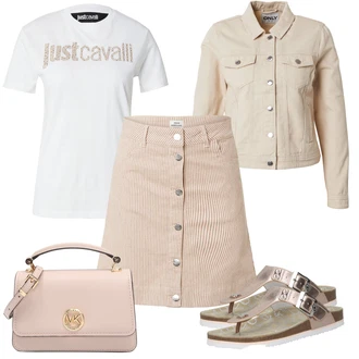 Z biseri outfit mit Roza/Rjava/Bež Torba za čez ramo/Vrečka za prenašanje/Billfold/Mini torbica/Satchel torba MICHAEL Michael Kors "Poletni outfit"