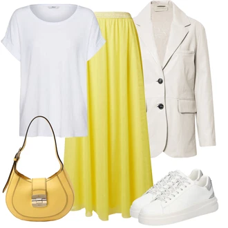 outfit mit Bela/Siva/Krem Majica & Top/Srajca & majica velike velikosti/Bluza velika velikost/Tunika Only "poletni videz"