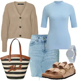 outfit mit Bež Sandala Udobna/Sandala z zapiranjem na ježka/Ribiška sandala/Rimski sandal/Čevelj s trakom/Poletni Čevelj/Dianette Sandali/Pohodni Sandali Birkenstock "poletni videz"