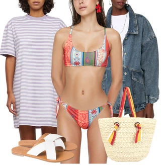 outfit mit Mešane barve/Oranžna/Rjava Bikini velike velikosti/Zaviti bikini/Usnjene jakne za moške/Bikini z vratnim ovratnikom/Izrezan kopalke/Izrezani bikini/Bikini komplet/Bikini Crop Top Trendyol "poletni videz"