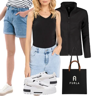 outfit mit Kratka Hlača/Paperbag-Kratke Hlače/Kratke Hlače Musselin/Kratke Hlače z visokim pasom/Bermuda volcano "poletni videz"