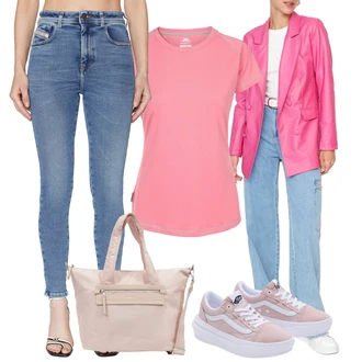 outfit mit Roza Superga Poletne superge/Skate Obutev/Superge Nizka/Teddy Superga/Platnena Superga/Plato-Sneaker Vans "poletni videz"