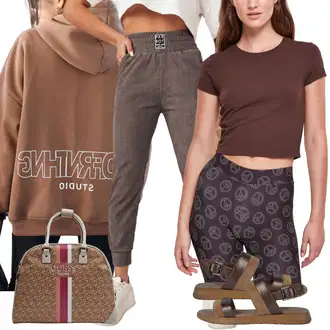outfit mit Rjava/Bež/Khaki/Siva Hlače Paperbag Hlača/Jogger Hlača/Velvet Hlače/Legica iz Žameta/Hlače Za Prosti Čas/Korenčkove Hlače/Cargo trenirke/Boyfriend Hlača/Baggy Hlače dstreet "poletni videz"