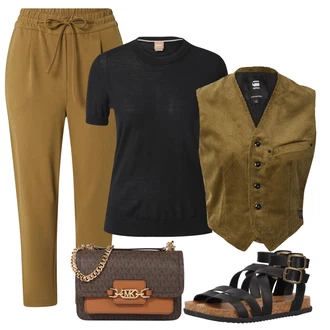 outfit mit Rjava/Črna Pletene velika velikost/Majica & Top/Bluza velika velikost/Srajca & majica velike velikosti/Bluza in Tunika Tunika Boss "poletni videz"