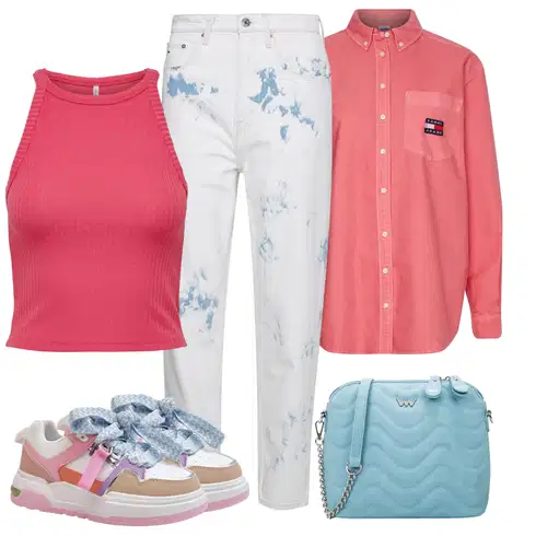 Roza Superga kombinirajte z Rdeča/Roza Poslovne srajce/Srajce za prosti čas/Pisane majice/Poslovne srajce/Srajčne Bluze Tommy Jeans, Bela/Svetlo modra 7/8 Kavbojke/Boyfriend Kavbojke/Capri Kavbojke/Odrezane Kavbojke/Dad Kavbojke/Girlfriend Kavbojke/Jogger Kavbojke/Mom Jeans/Sproščene Kavbojke/Kavbojke na Poteg/Dvobarvne Kavbojke Tommy Jeans, Roza/Škrlatna/Mešane barve Plato-Sneaker/Poletne superge/Teddy superge kesi, Roza Top za plažo/Odrezane majice brez rokavov/Kratki topi/Pleteni vrhovi/Pletena majica/Kratke majice/Majice brez rokavov/Majice brez rokavov/Plažne Kratke Hlače/Oblačila za plažo/Pulover za plažo Only, Svetlo modra/Turkizna/Modra Torbice za čez ramo/Torbe za čez ramo/Mini torbice/Napihnjene torbe/Satchel torbe/Torbe za čez ramo Vuch