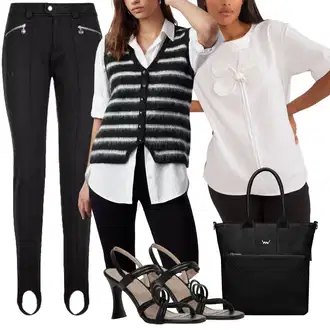 Plemenita outfit mit Bela/Roza/Rjava Bluza s Pentljo/Izredna Bluza/Bluza na Kravato lakerta "poletni videz"Look: Plemenita, Eleganten, GoGo