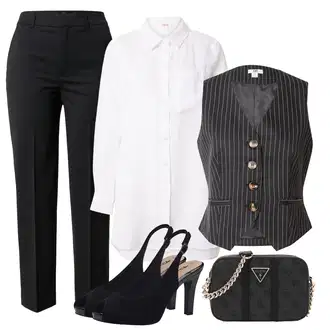 outfit mit Črna/Temno modra/Svetlo modra/Bela Udobna črpalka/Women's Peep toes/Peep Prst/Slingback Črpalka/Čevelj S Paščkom Tamaris "poletni videz za elegantne ženske"