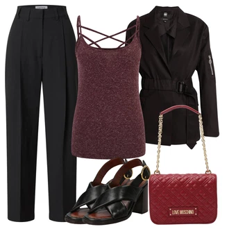outfit mit Rjava/Črna Sandal z blok peto/Sandala/Women's Leather shoes/Sandala s peto/Čevelj s trakom/Vintage sandal See By Chloé "poletni videz za elegantne ženske"