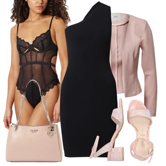 outfit mit Črna/Temno modra Asimetrična Obleka/Obleka z eno ramo IRO "poletni videz za elegantne ženske"