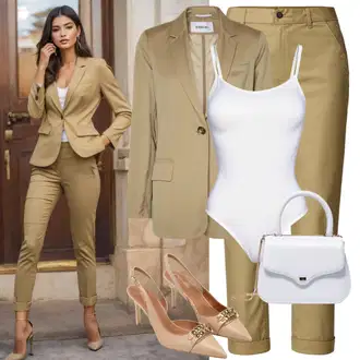 Chic Outfits Poslovna mit Khaki/Siva/Rjava/Bež Polo Ralph Lauren "Poslovni Modni Kostum"Look: Plemenita, Klasična, Nor, Poslovna, Pisarna