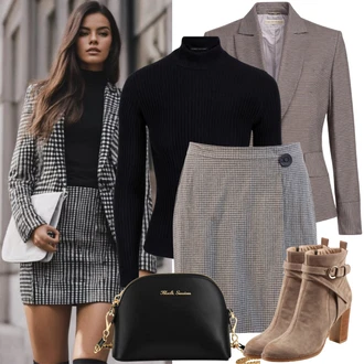 Stari denar outfit mit Bež/Rjava/Khaki Škorenj Poletni gležnjar/Usnjeni gležnjar/Nagubani Škorenj/Škornj z visokimi petami/Klasični gležnjar "Poslovni slog za prosti čas"Look: Stari denar, Plemenita, Lepo, Eleganten, Pisarna, Kul