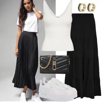 A-kroj Outfit sa Crna Kratke hlače velike veličine/Haljina Veći Broj Only "Upadljivi ljetni look"Look: A-kroj, Rap, Boho, Prevelik, Preodjeven