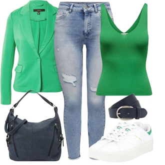 Kůže Outfit s Bílá/Krémová/Zelená Teniska na platformě/Nízká Teniska/Kožené Tenisky/Úzká Teniska/Letní Tenisky/Skate Bota Adidas Originals "Skvělý vzhled pro volný čas"