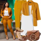 Rjava Kratka Klasični Blazer outfiti za dame image