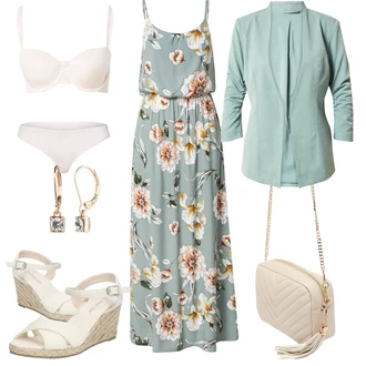 Slavnostní Outfit s Světle Modrá/Hnědá/Modrá/Světle zelená Maxi Šaty/Dlouhé Letní Šaty/Šaty s laclem/Boho Letní Šaty/Šaty S Potiskem/Plážové Šaty Only "Outfit na léto"Look: Rad, Emo, Boho, Hippie, Pro Dům, Mom, Romantický, Univerzitní, Slavnostní
