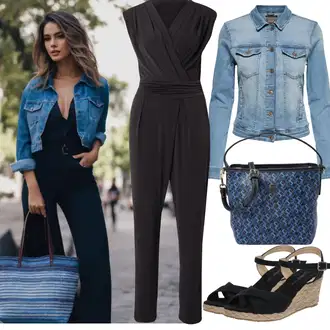 Outfit s Černá/Tmavě šedá/Hnědá/Šedá Slavnostní overall/Overal s půlkulatým výstřihem/Elegantní overal/Letní overall/Overal se zipem/Svatební kombinéza ESPRIT "Plážový outfit"