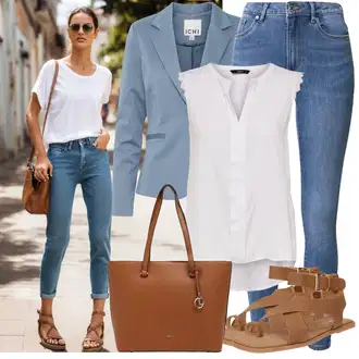 Outfit s Béžová/Hnědá Páskový Sandál/Sandál S T Páskem/Sandál Dianette/Římská sandála/Gladiátorská sandála About You "Praktický vzhled"