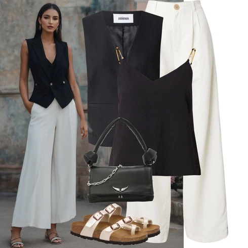 Kombinace Černá/Tmavě červená/Světle modrá Oblek Bezrukávní Šaty Minimum